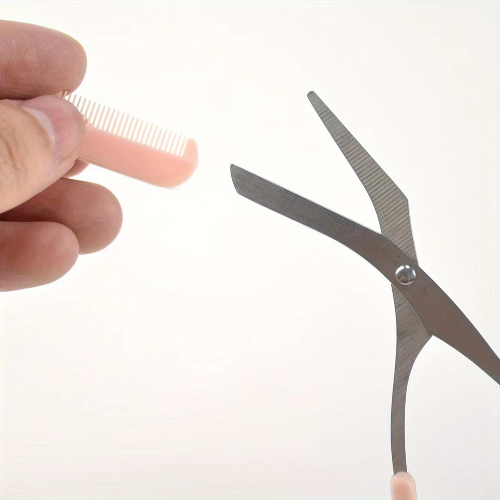 Pink Eyebrow Trimming Scissors with Comb