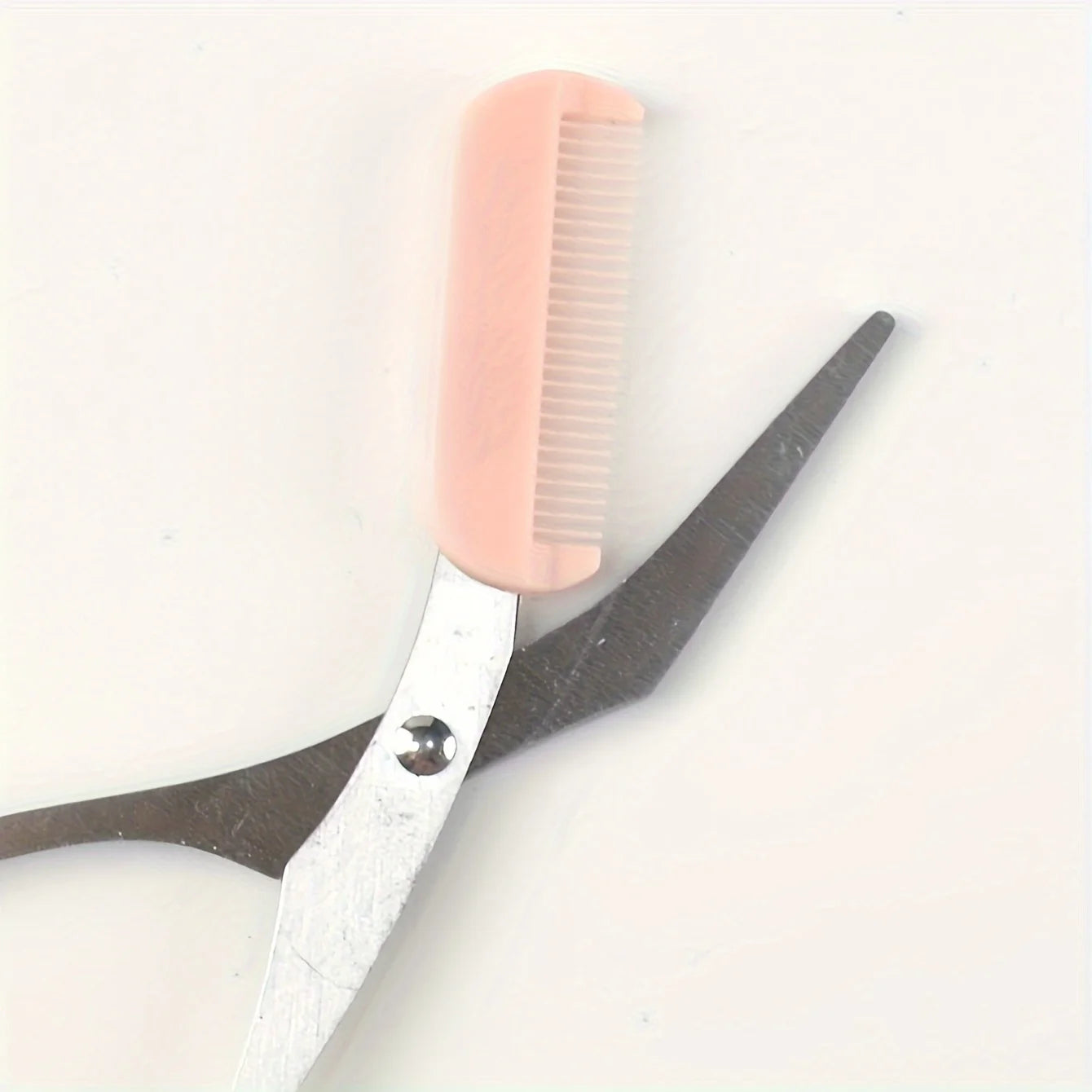 Pink Eyebrow Trimming Scissors with Comb