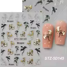 5D Y2K Dragon Nail Stickers – Metallic Gradient Nail Decals