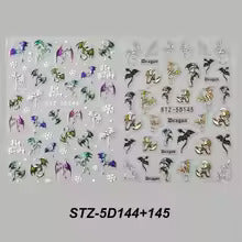 5D Y2K Dragon Nail Stickers – Metallic Gradient Nail Decals