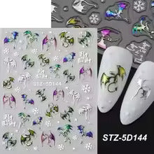 5D Y2K Dragon Nail Stickers – Metallic Gradient Nail Decals