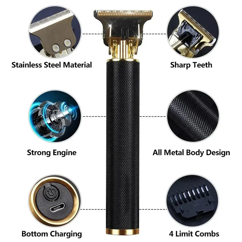 Vintage T9 Electric Hair Clipper – Rechargeable Professional Trimmer for Men