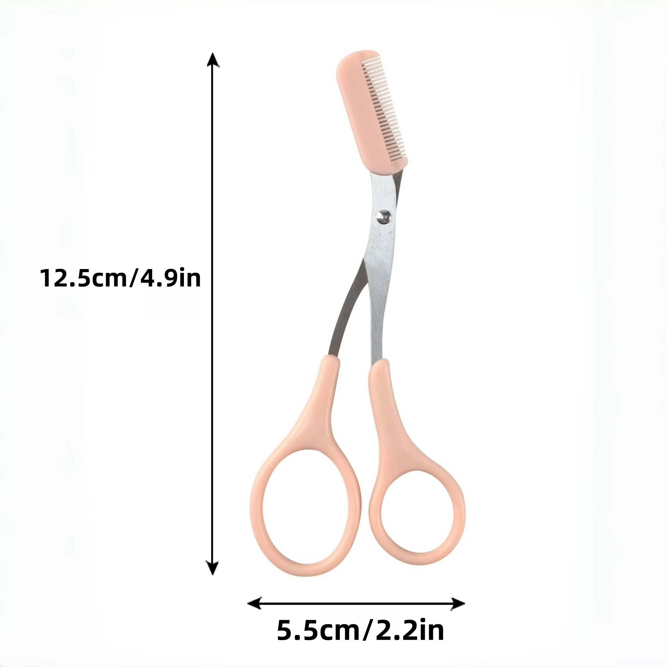 Pink Eyebrow Trimming Scissors with Comb